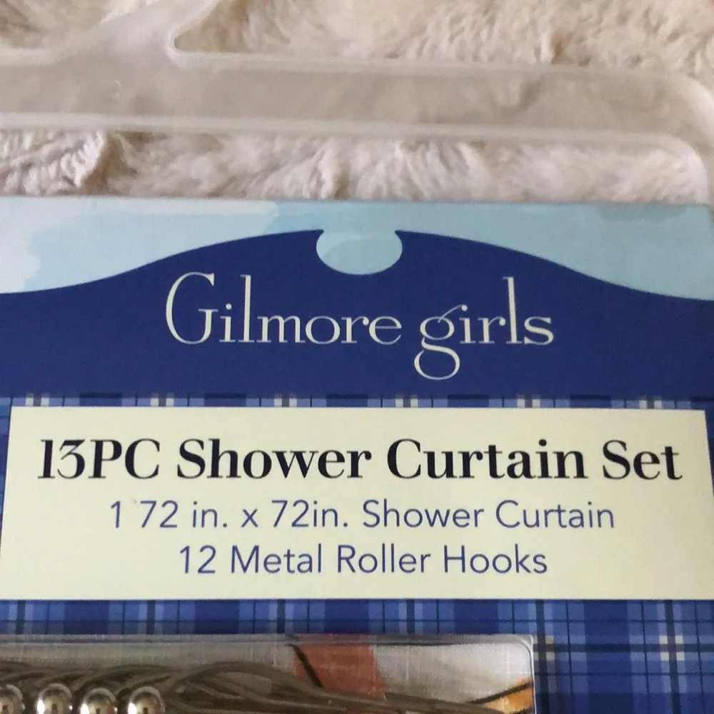 Gilmore Girls Stars Hollow Shower Curtain Set - White & Blue
